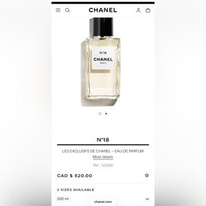 CHANEL N°18 Clear Glass Bottle with Black Cap and Pale Amber Liquid